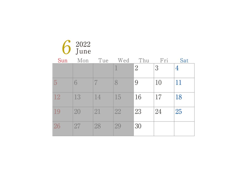 6月営業日